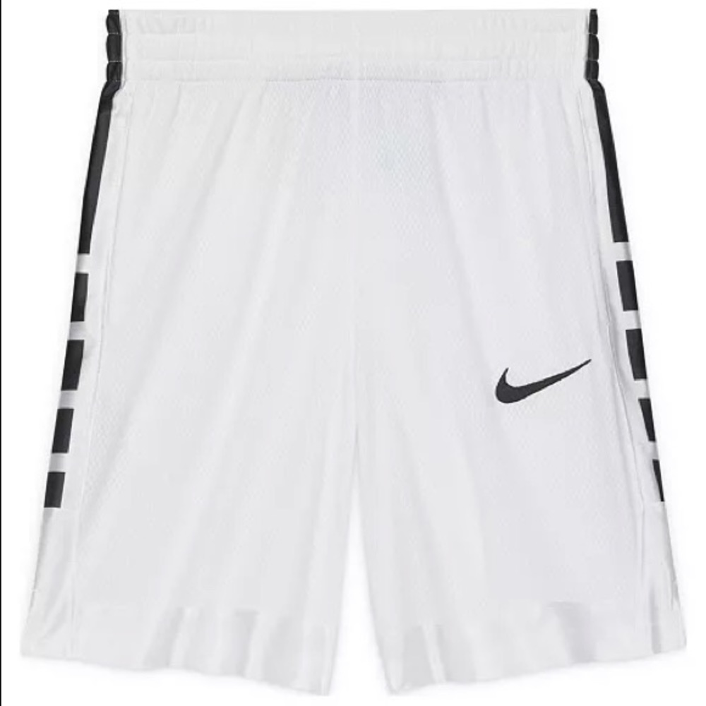 Nike Boys Dri-Fit Elite Stripe Basketball Shorts White/Black - Picture 2 of 2